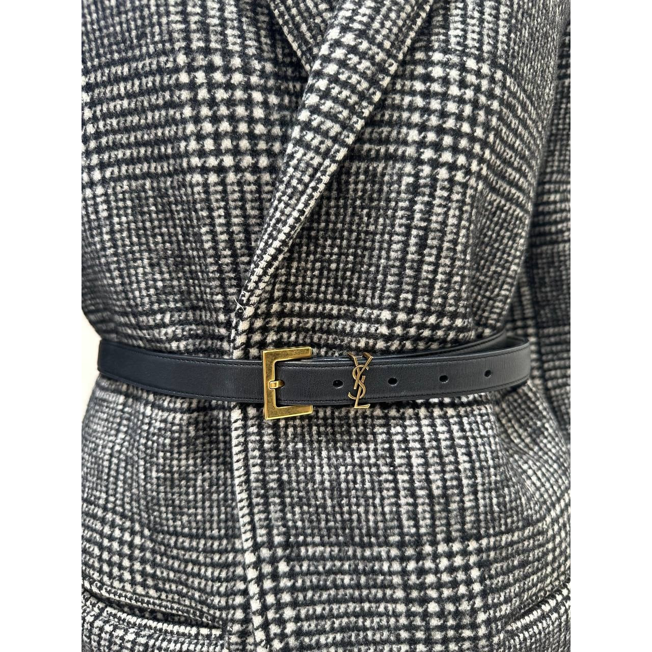 Saint Laurent Paris Plaid Wool Blazer Coat F40 Pre-owned
