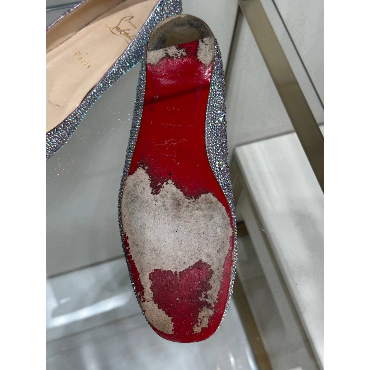 Christian Louboutin Crystal Strass Ballet Flats Sz.38.5 Pre-owned