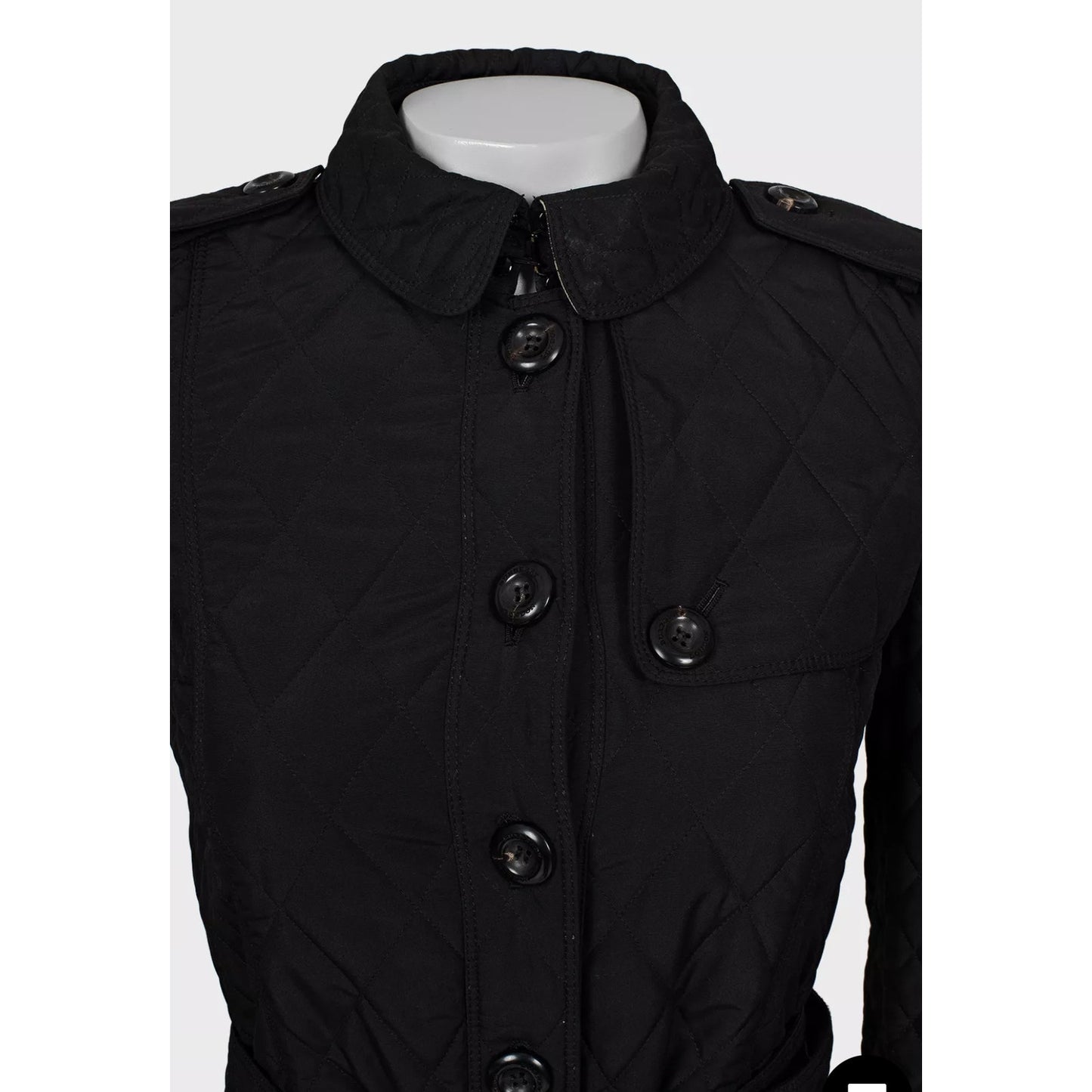 Burberry Black Quilted Belted Coat - Size XS (IT38) Pre-owned