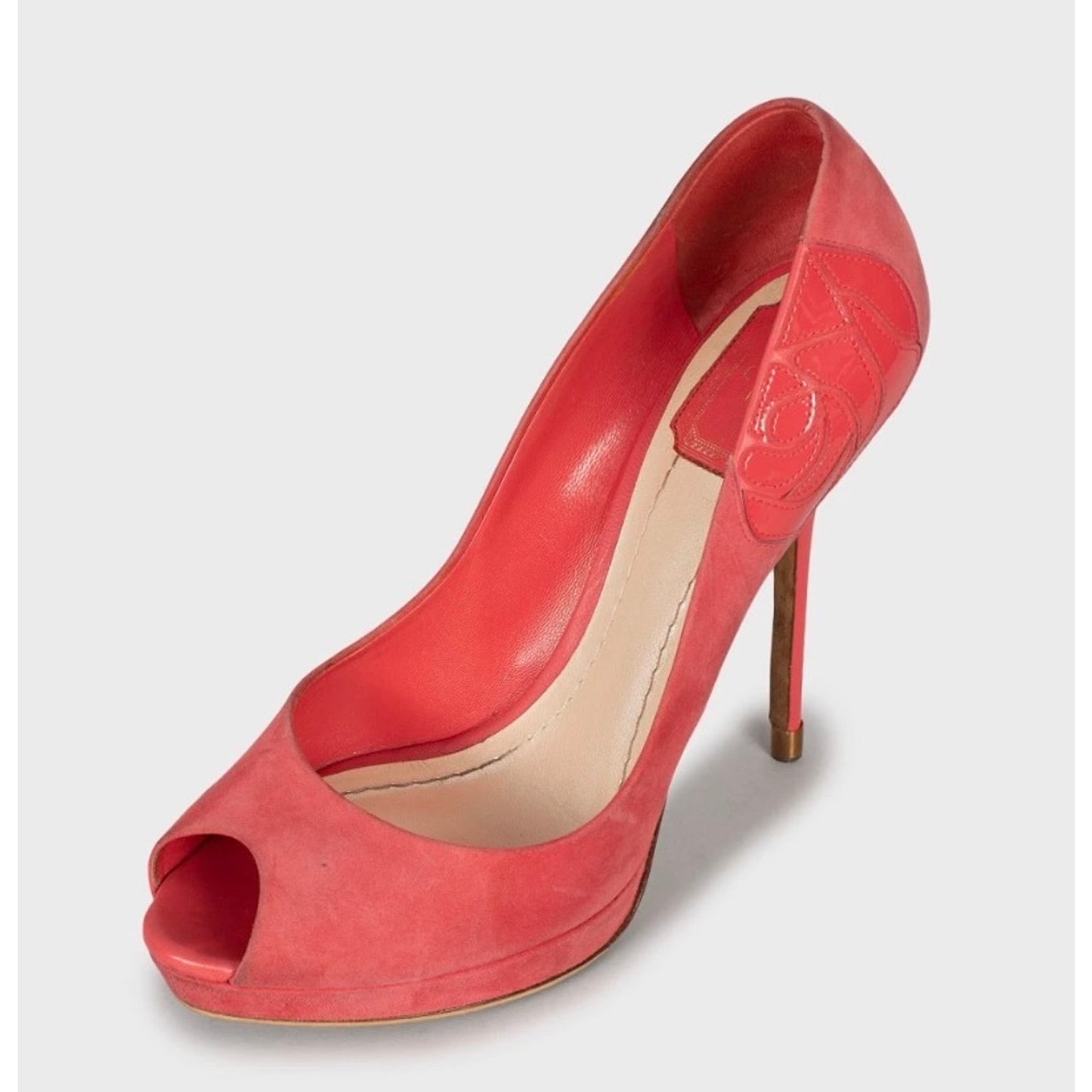Christian Dior Pink Suede Open Toe Stiletto Pumps Sz.39 Pre-owned