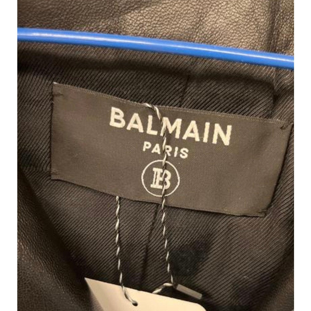 Iconic Balmain Black Lamb Leather Jacket Gold Buttons FR 36 Pre-owned