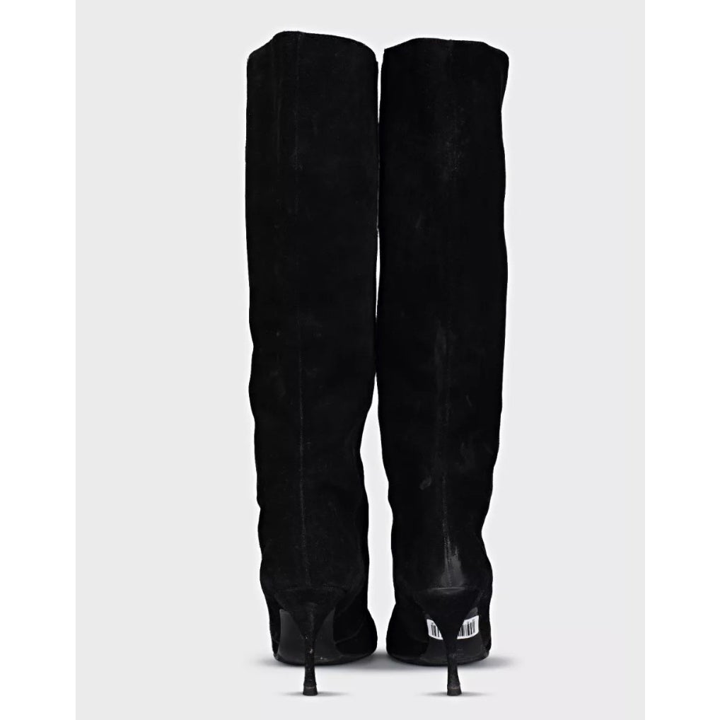 Gucci Black Suede Knee-High Stiletto Boots EU 38 Pre-owned