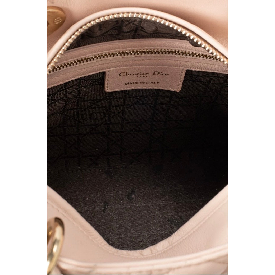 Lady Dior Medium Pink Leather Handbag Pre-owned