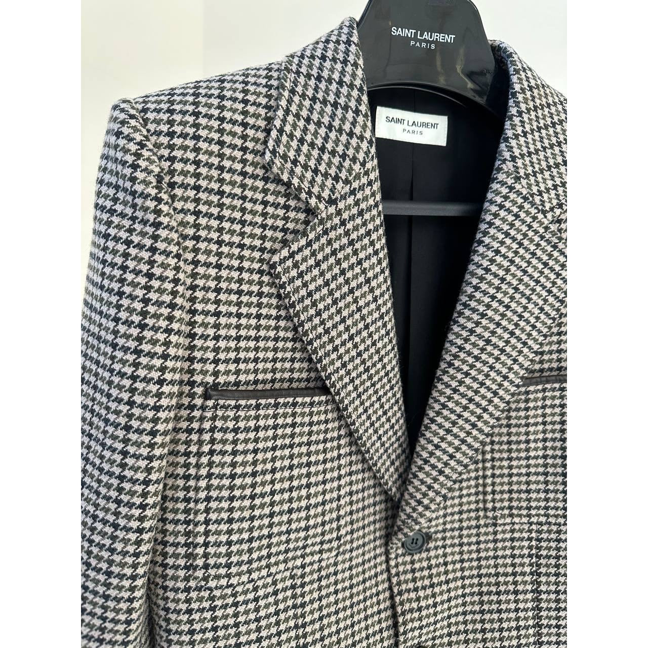 Saint Laurent Four Pocket Houndstooth Wool Blazer Sz.38 Pre-owned