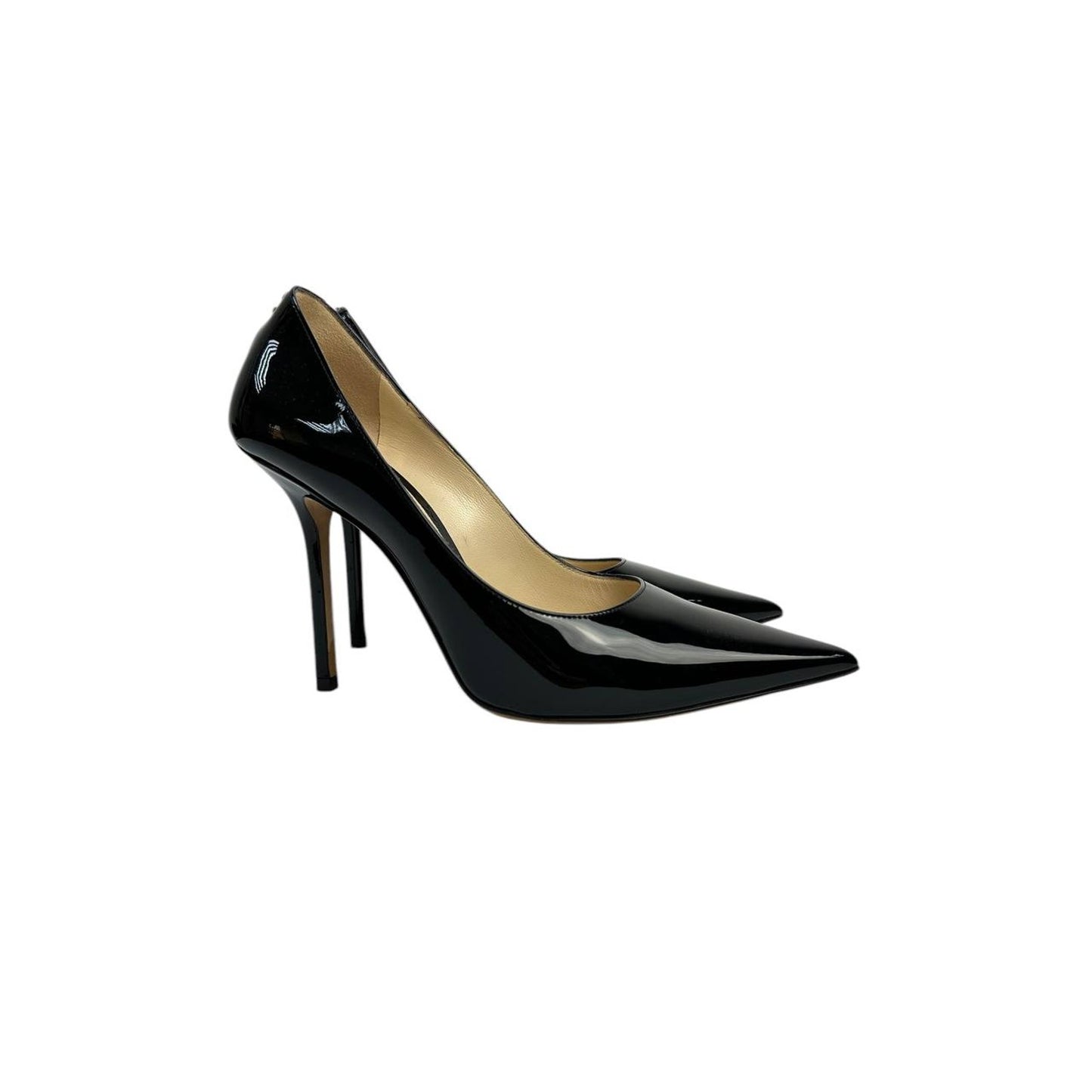 Jimmy Choo Black Patent Leather Stilettos Pumps Heels Sz.38 pre-owned