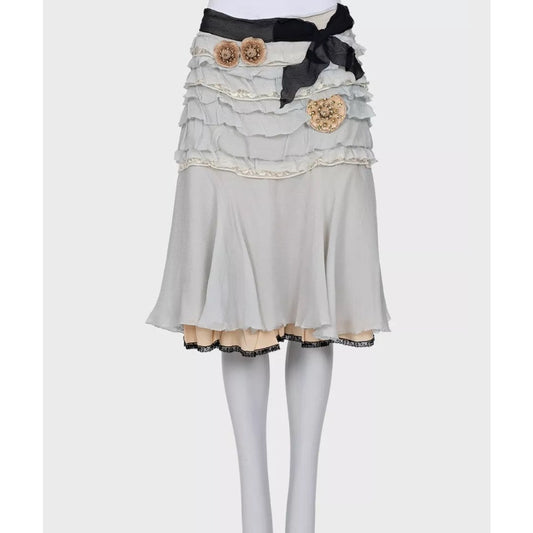 Prada Ruffled Light Blue Skirt with Crystal Brooch Sz.42/ M pre-owned