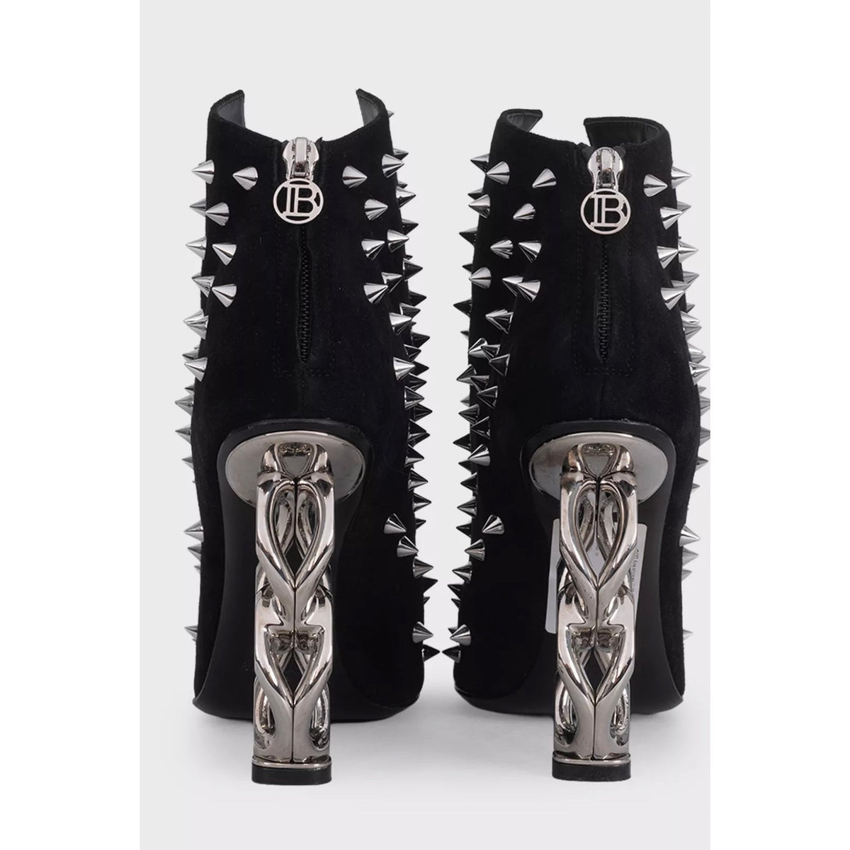 Balmain Black Suede Studded Ankle Boots EU 38 Pre-owned