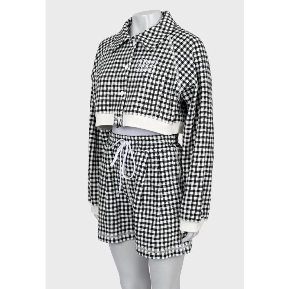 Miu Miu Houndstooth Cotton Suit with Shorts - Size S Pre-owned