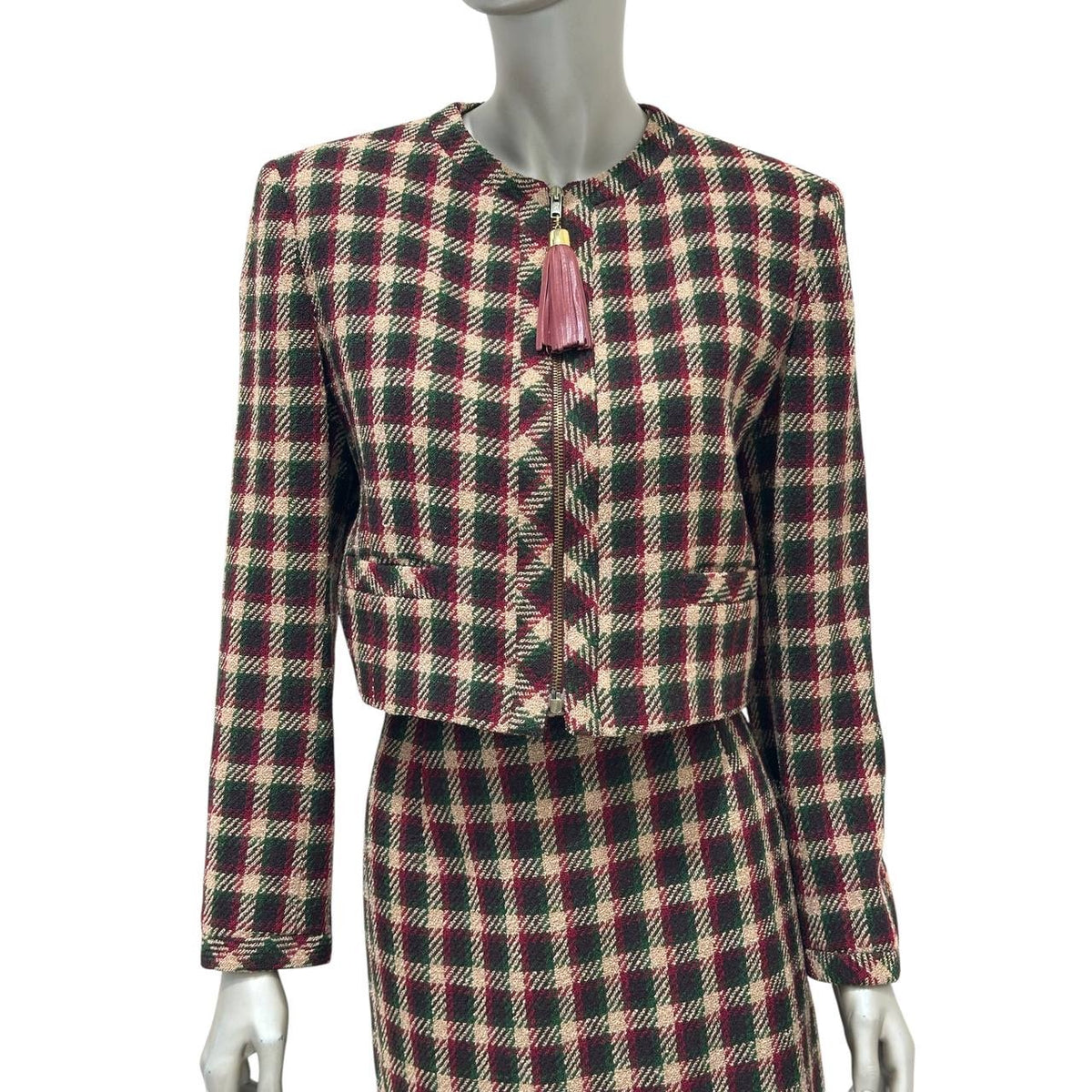Valentino Miss V Vintage Wool Tweed Skirt Suit Sz.42/8 Pre-owned