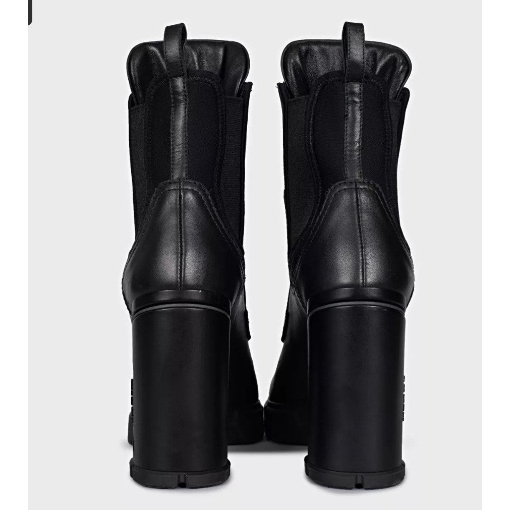 Prada Black Leather Lace Up Heeled Boots - EU 39 Pre-owned