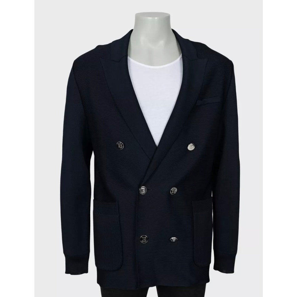 Balmain Men's Blue Double Breasted Viscose Cardigan XL Pre-owned