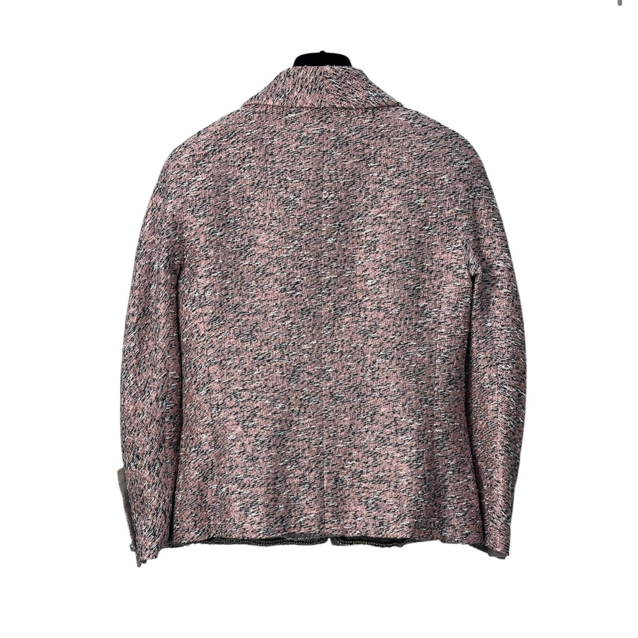 Chanel Pink Silk Tweed Zip Front Jacket - Size 38 Pre-owned