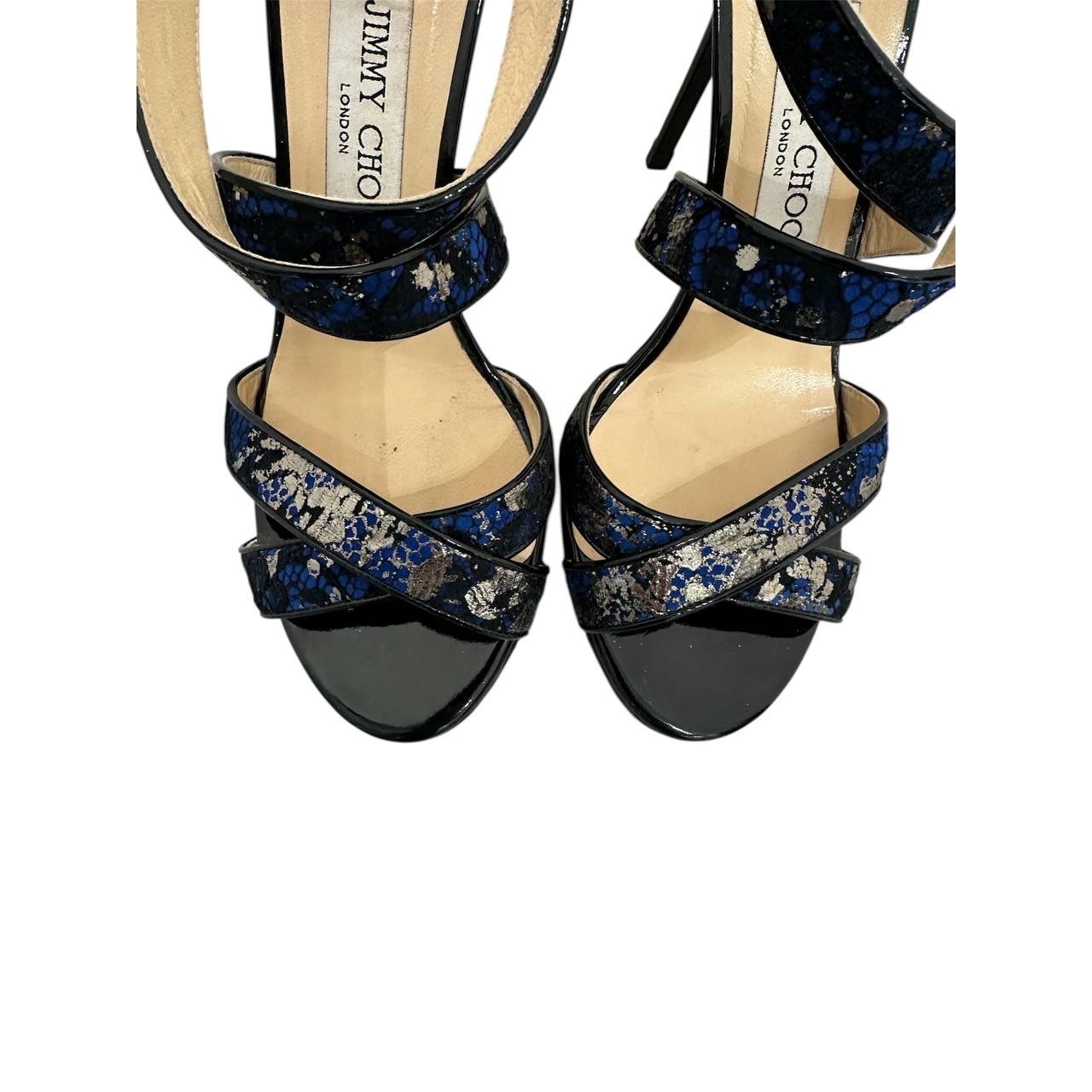 Jimmy Choo Blue Crossover Strap Sandals - Sz 37.5 Pre-owned