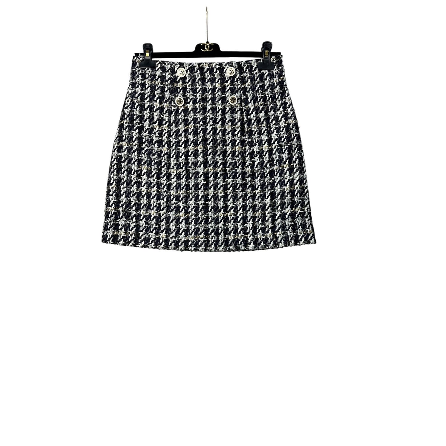 Sandro Houndstooth Decorative Buttons Skirt  Sz.1 pre-owned