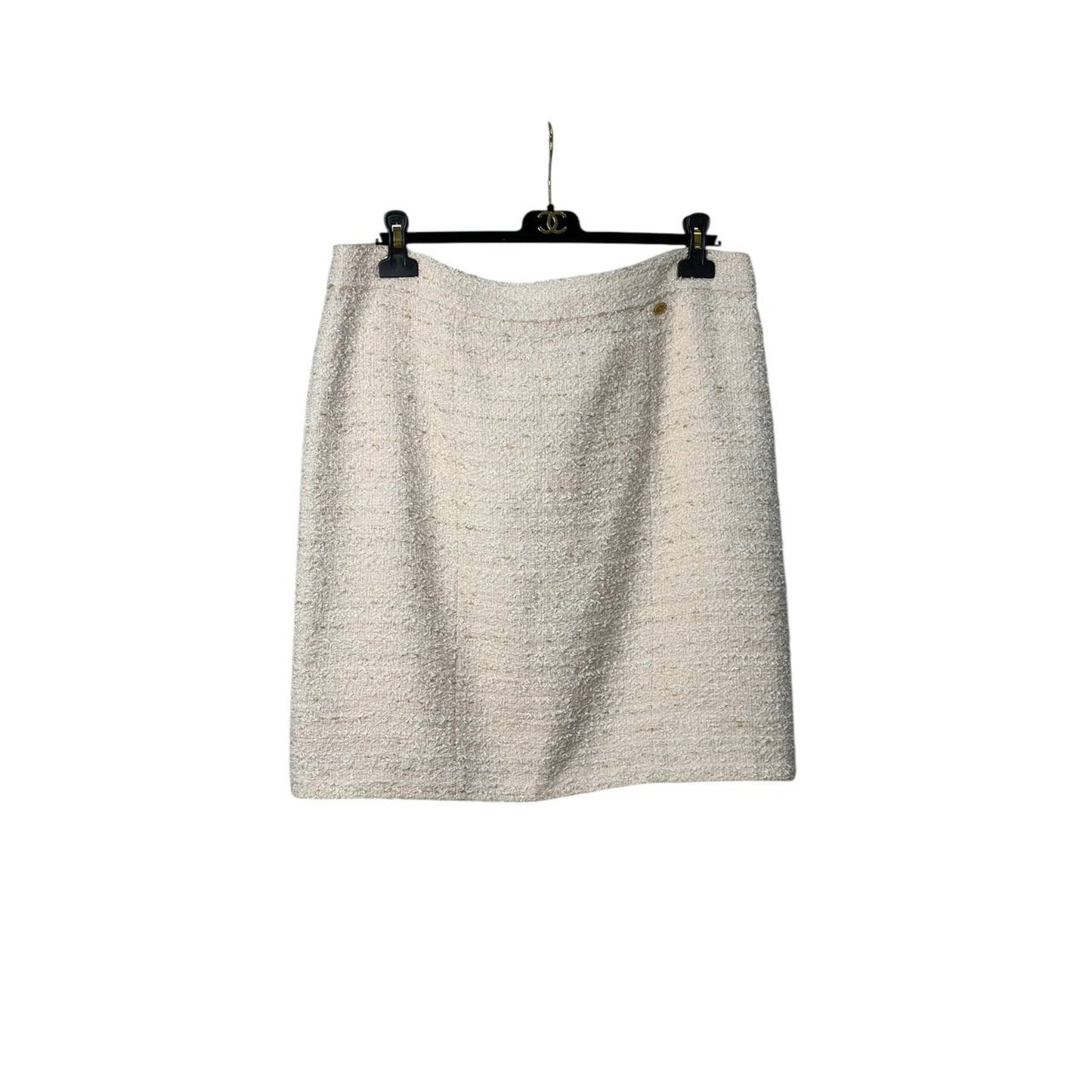 Chanel White Tweed  Skirt  Sz.44 Pre-owned