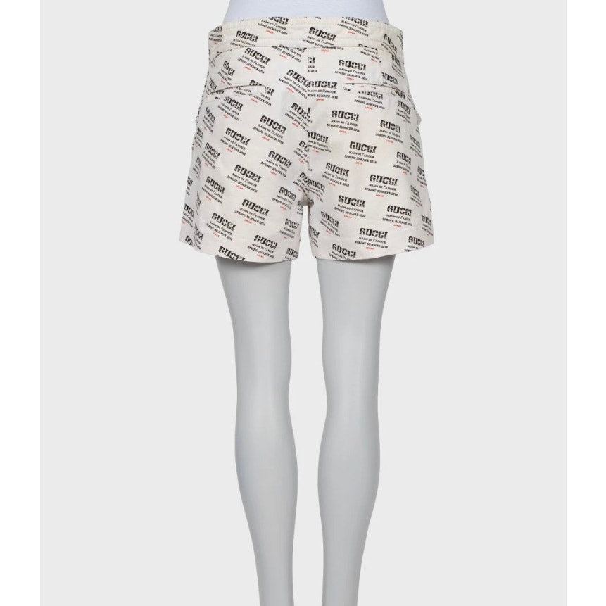 Gucci White Signature Print Cotton Shorts - Size W28 Pre-owned