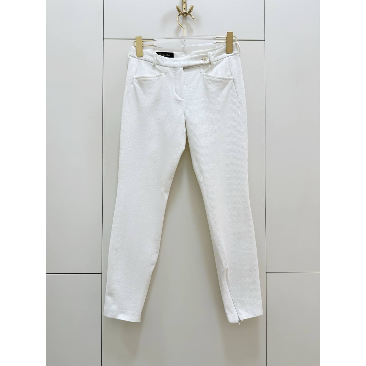Loro Piana White Cotton Elastane Tailored Straight-Leg Pants Sz.38 pre-owned