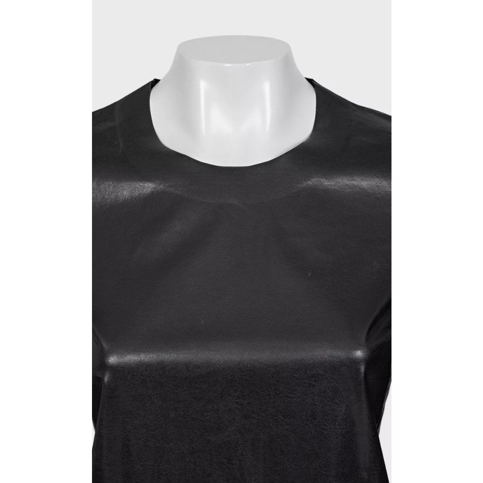 Celine Straight Longsleeve Top with Eco-Leather Detail, S Pre-owned