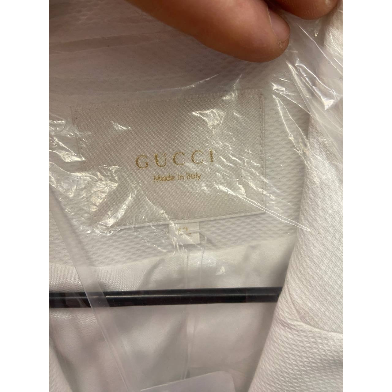 Gucci White Fitted Cotton Jacket Silver Buttons UK 12 L Pre-owned
