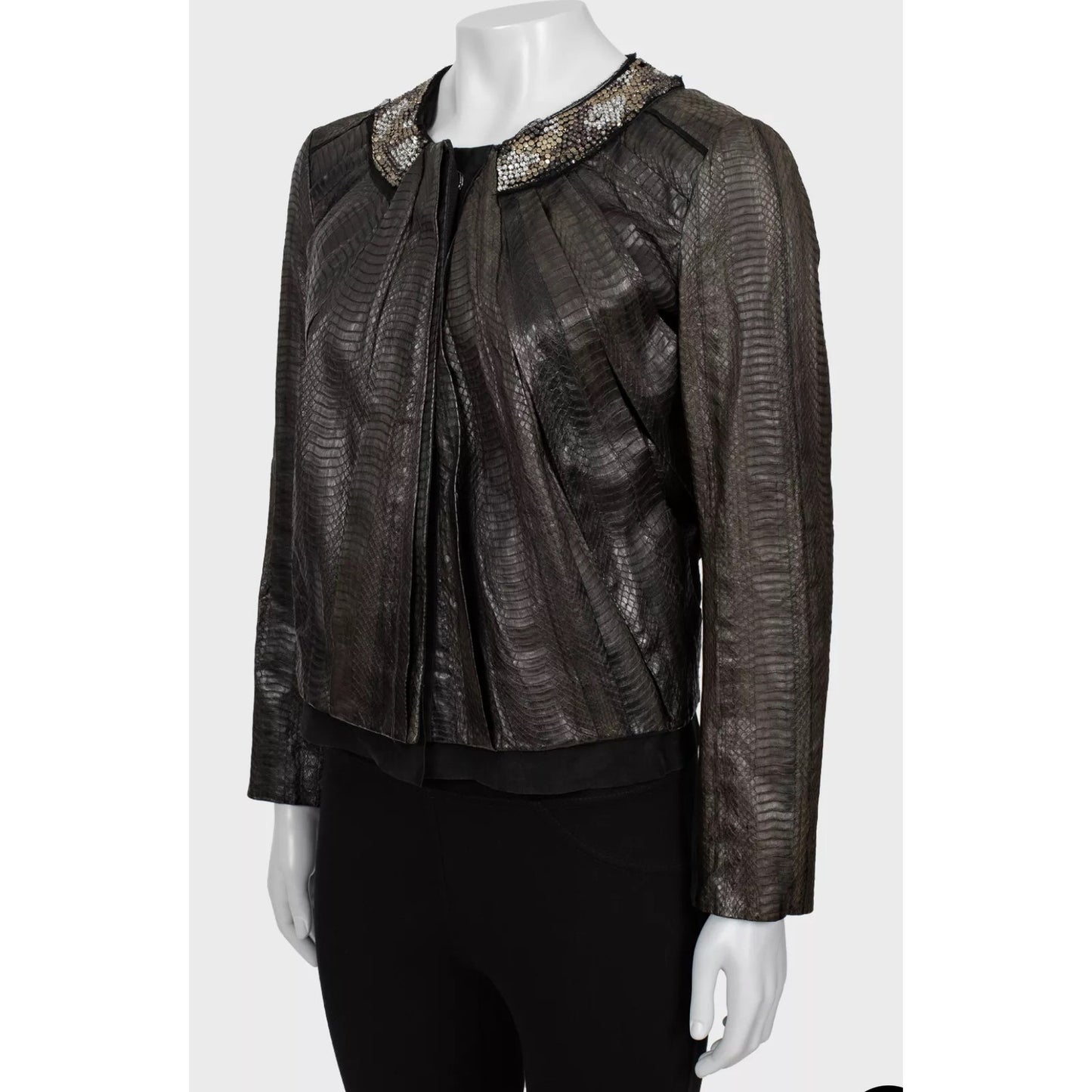 Roberto Cavalli Brown Snakeskin  Suede Jacket - Size 42 pre-owned