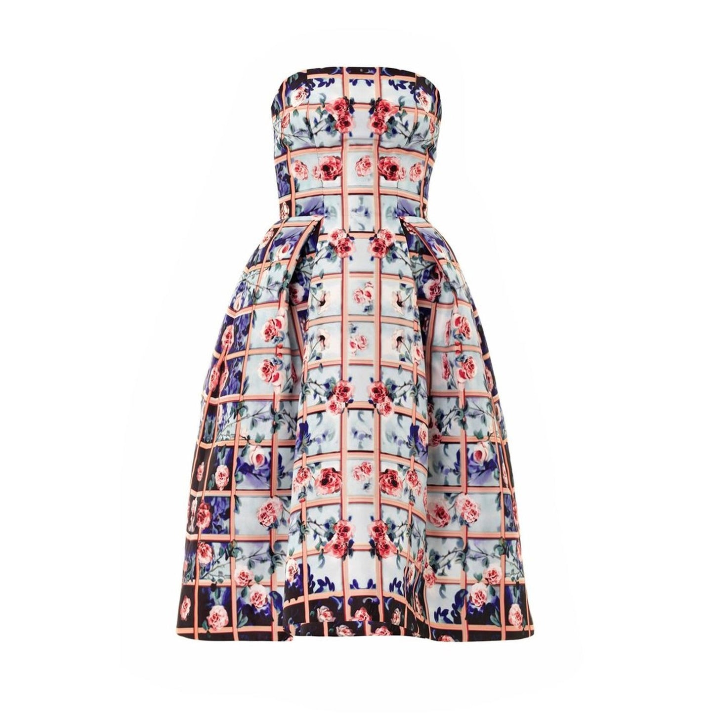 Mary Katrantzou Resort 2014 Strapless Floral Cocktail Dress Sz.44IT Pre-owned