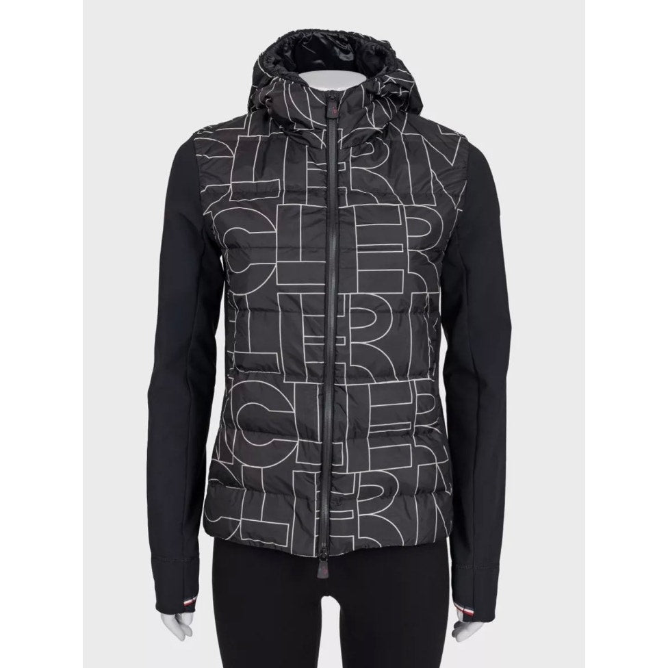 Moncler Black Printed Hooded Down Puffer Jacket - Size M Pre-owned