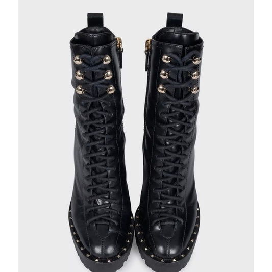 Valentino Garavani Rockstud Black Leather Ankle Boots Sz.36 Pre-owned