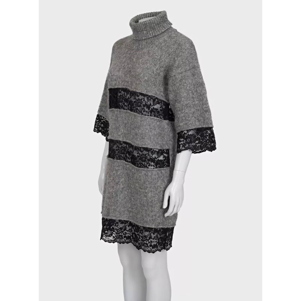 Dolce & Gabbana Mohair Knit Dress with Delicate Lace sz. 42 Pre-owned