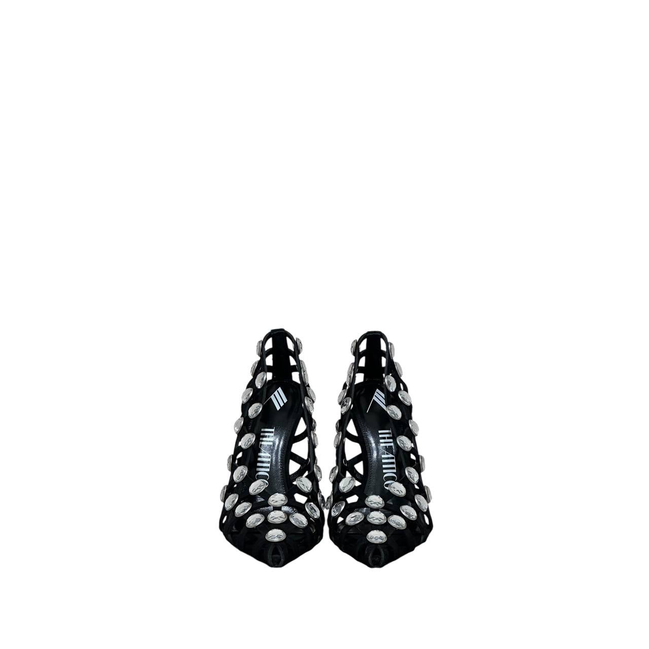 NWOB The Attico 'Grid' Pump Black Silver Heels Sz.38.5 pre-owned