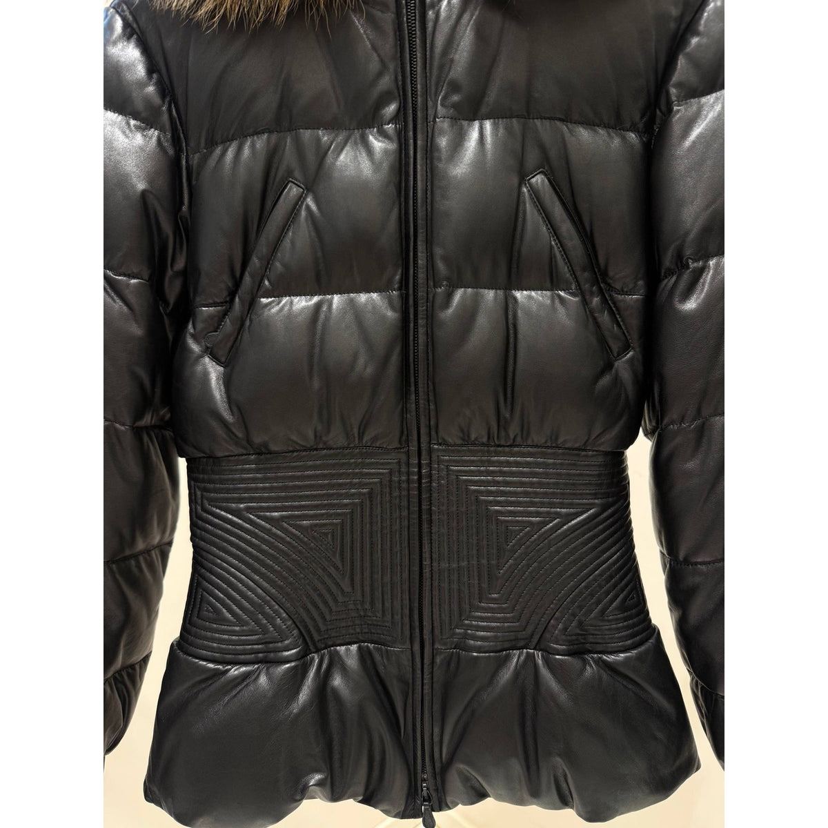 Alexander McQueen Black Leather Puffer Jacket Sz.40 Pre-owned