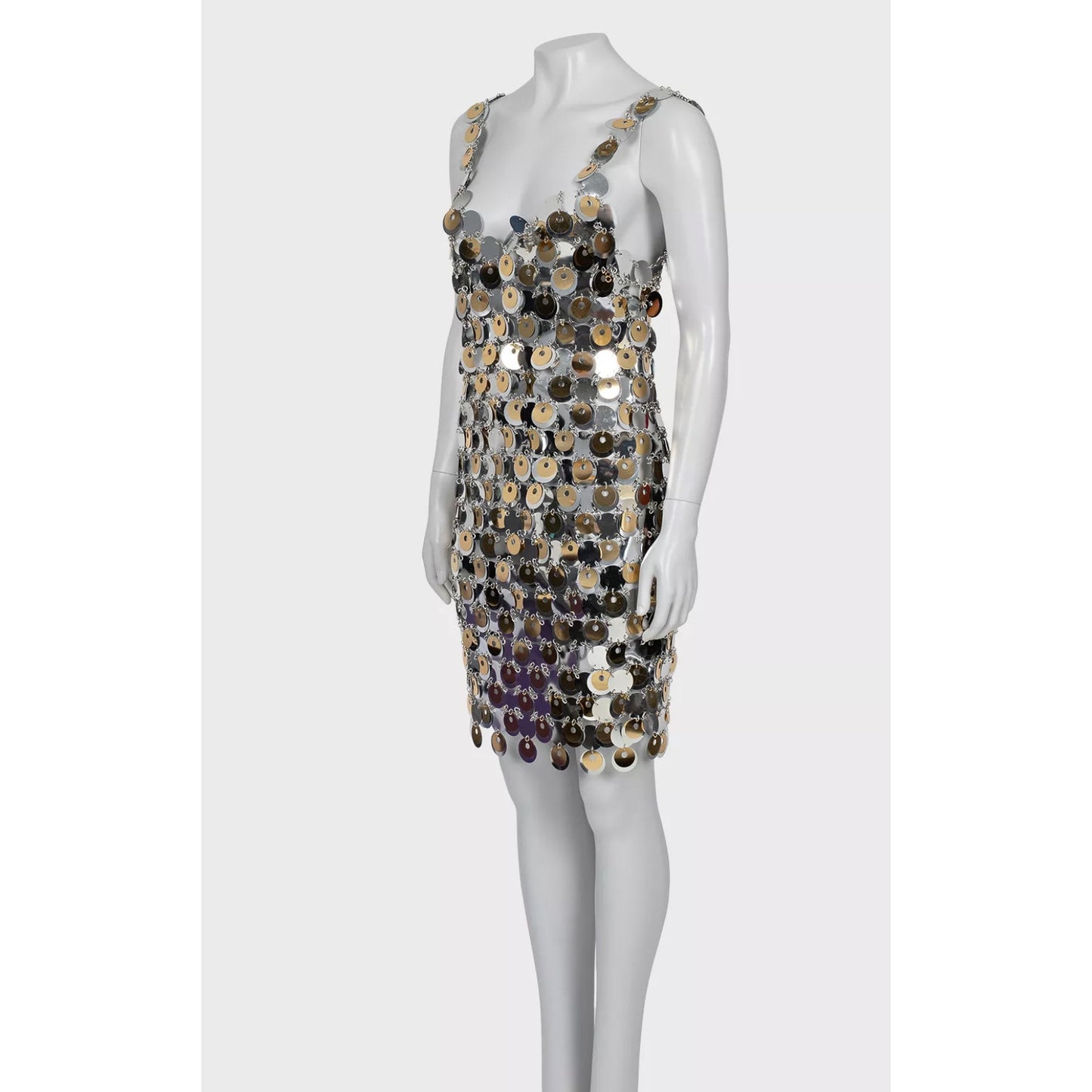 H&M x Paco Rabanne Silver Sequin Dress Sz. M Pre-owned