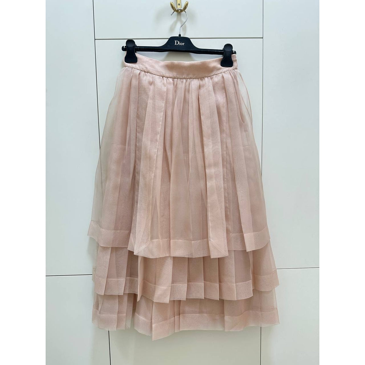 Christian Dior Blush Pink Pleated Silk Skirt Sz.40 Pre-owned