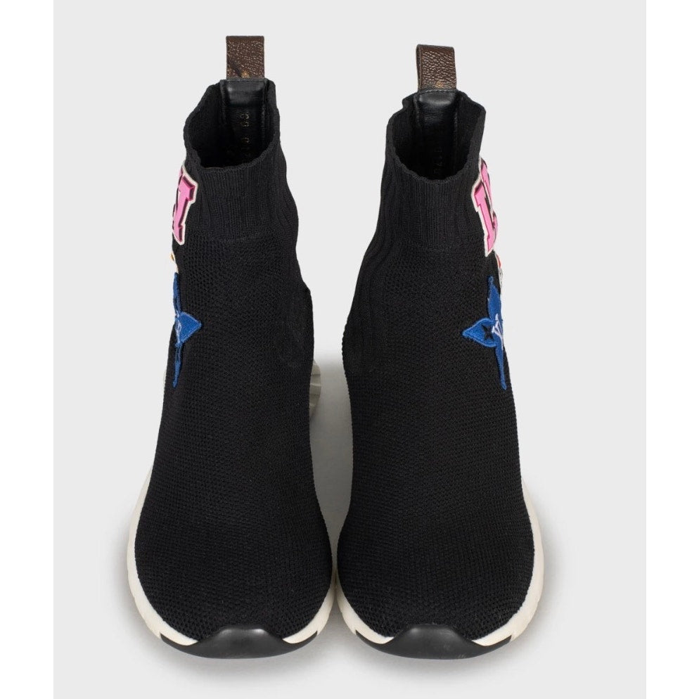 Louis Vuitton Black Textile Leather Lined Slip-On Sneakers Size 39 Pre-owned