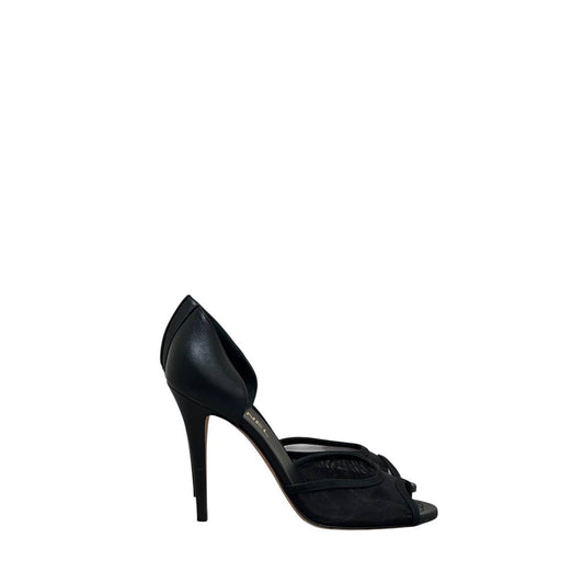 Chanel Black Canvas & Leather D'Orsay Pumps Sz. 40 pre-owned