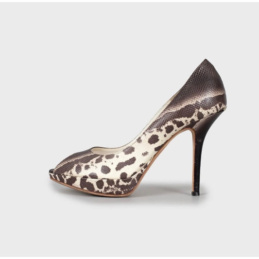 Christian Dior Miss Dior Karung Leather Peep Toe Pumps Sz.38.5 pre-owned