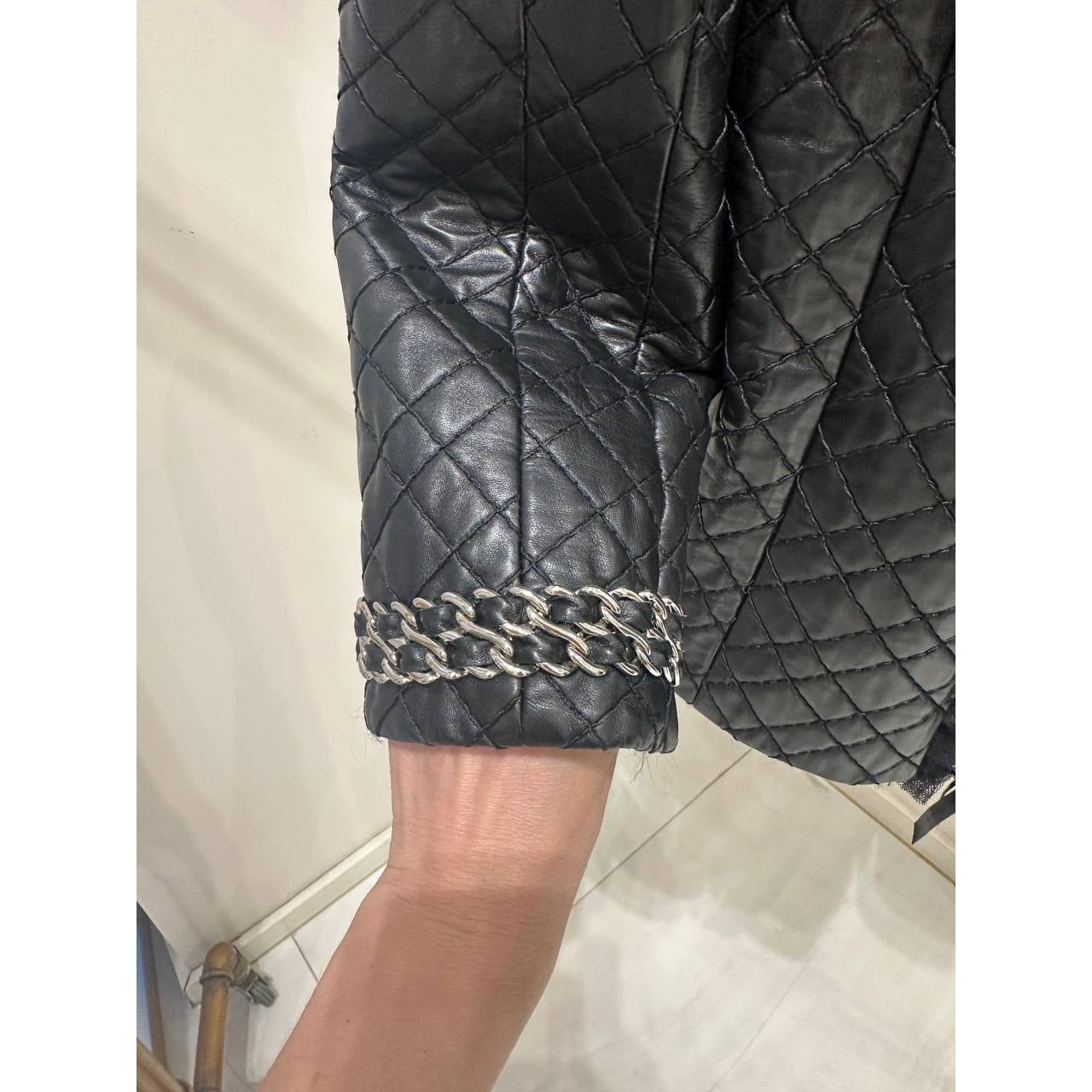 Balmain Paris Quilted Lambskin Leather Jacket - Size 40 Pre-owned