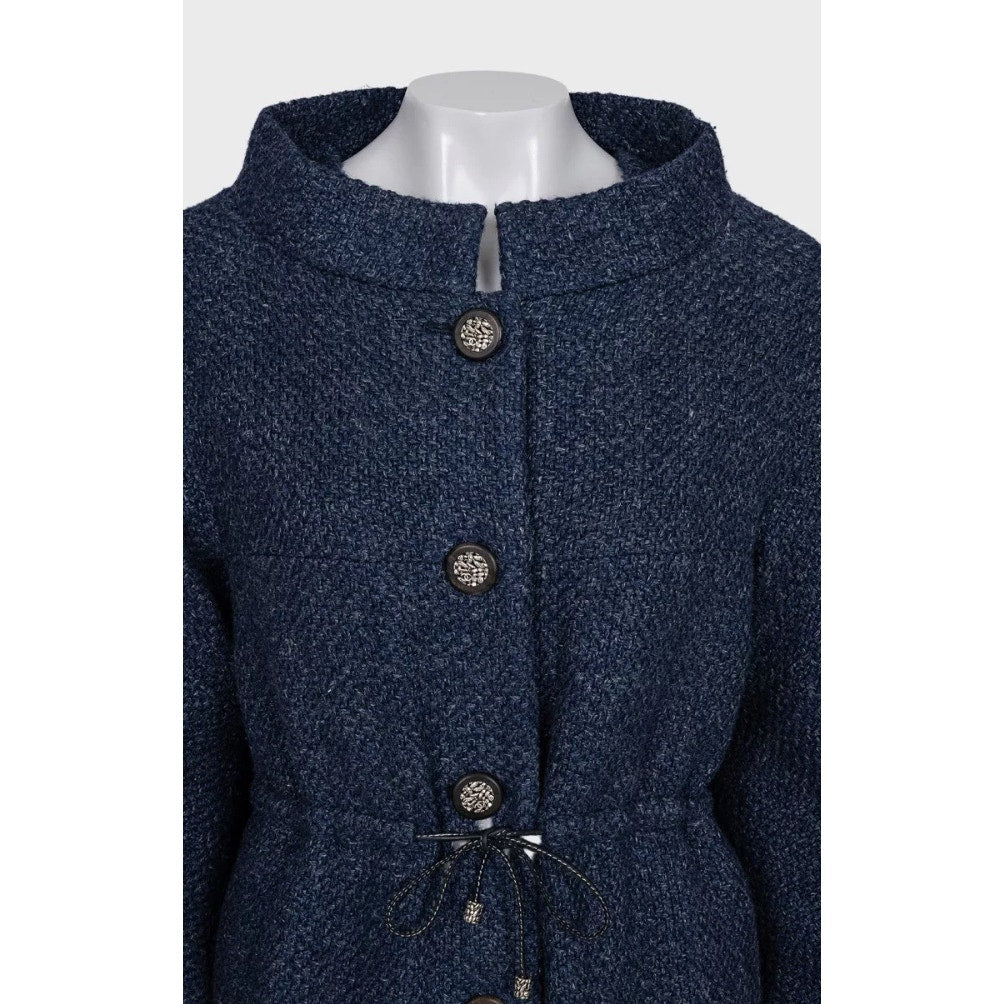 Chanel Blue Wool  Fall 2012 Collection  Coat SzFR40 Pre-owned