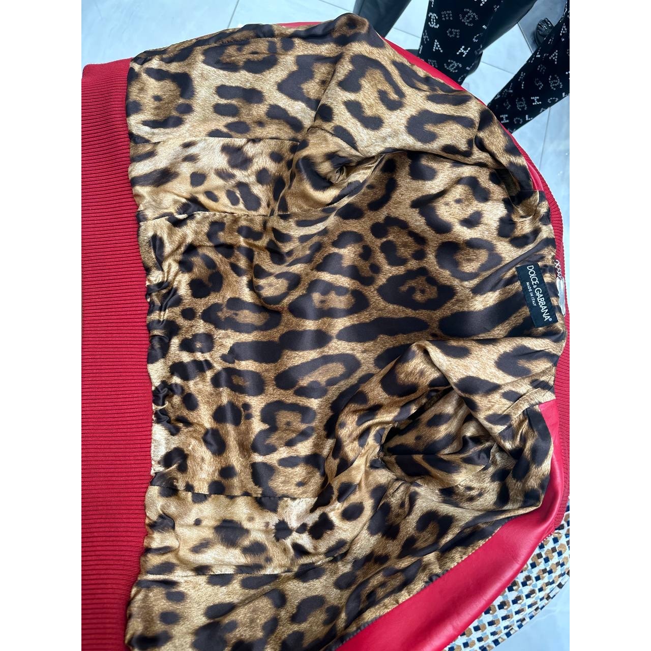 Dolce & Gabbana Red Lambskin Bomber Jacket, IT 40 Pre-owned