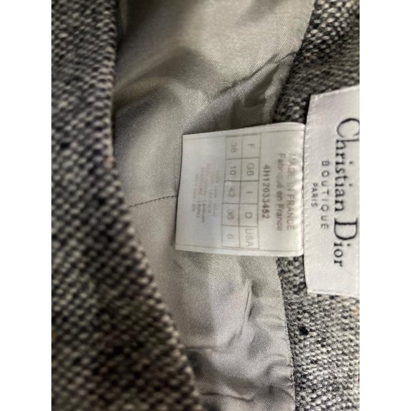 Christian Dior Gray Wool Silk Skirt Suit Sz.38 Pre-owned