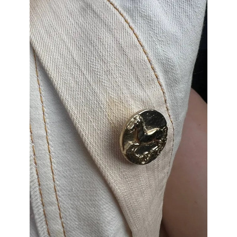 Chanel White Denim Sundress with Gold Buttons Sz.34 Pre-owned