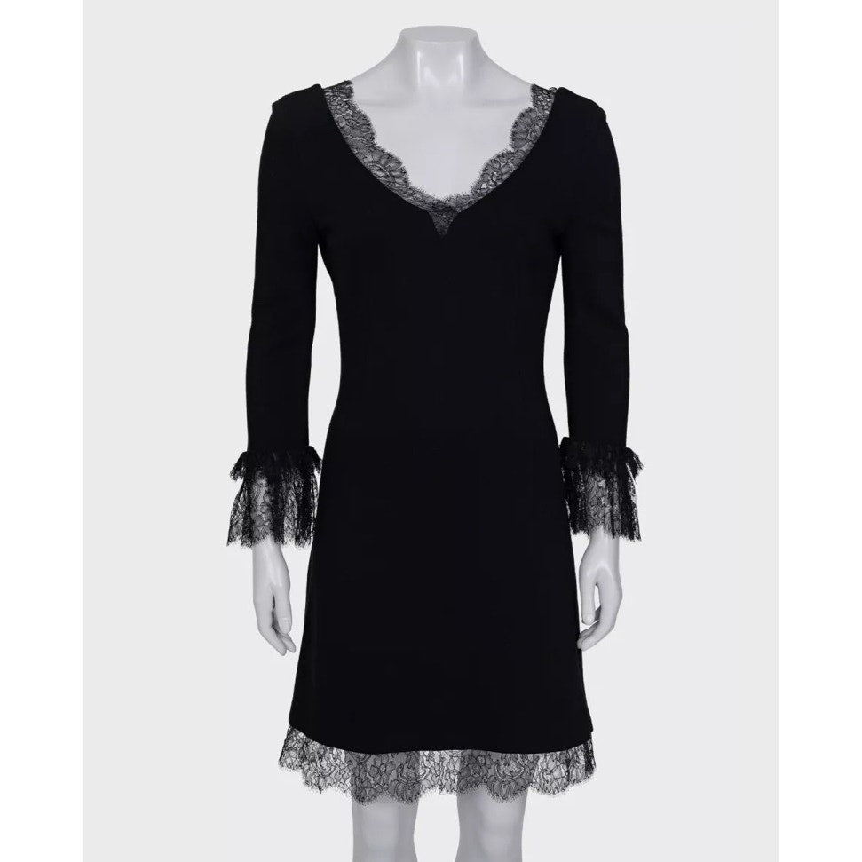 Dolce & Gabbana Black Lace Trim Fitted Dress - IT44 / L Pre-owned