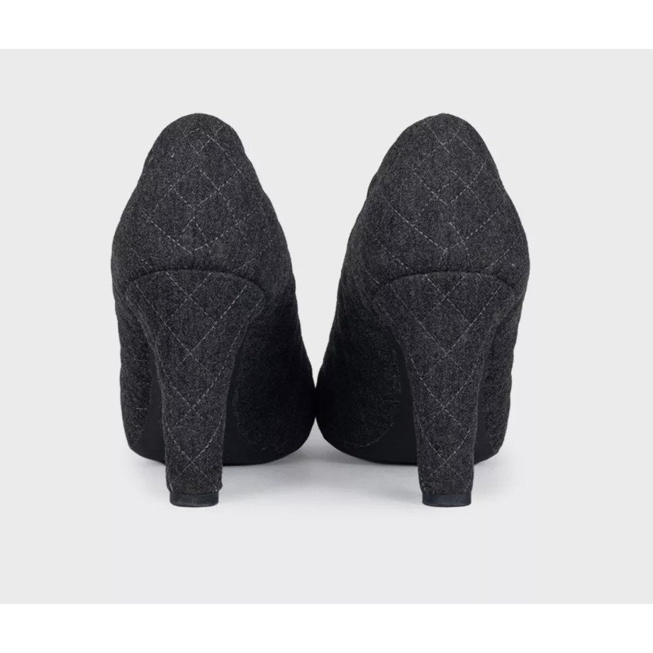 Chanel Gray Textile Rose Pumps  Sz 38 pre-owned