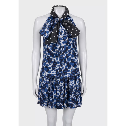 Louis Vuitton Blue Silk Skirt & Top Suit Set Sz.36 Pre-owned