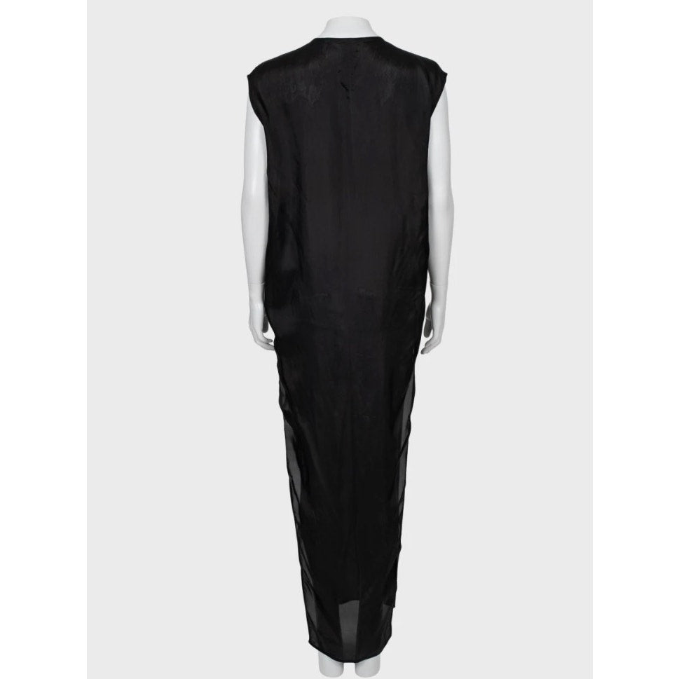 Rick Owens Black Sheer Cupro Loose Flowing Dress US4 S Pre-owned