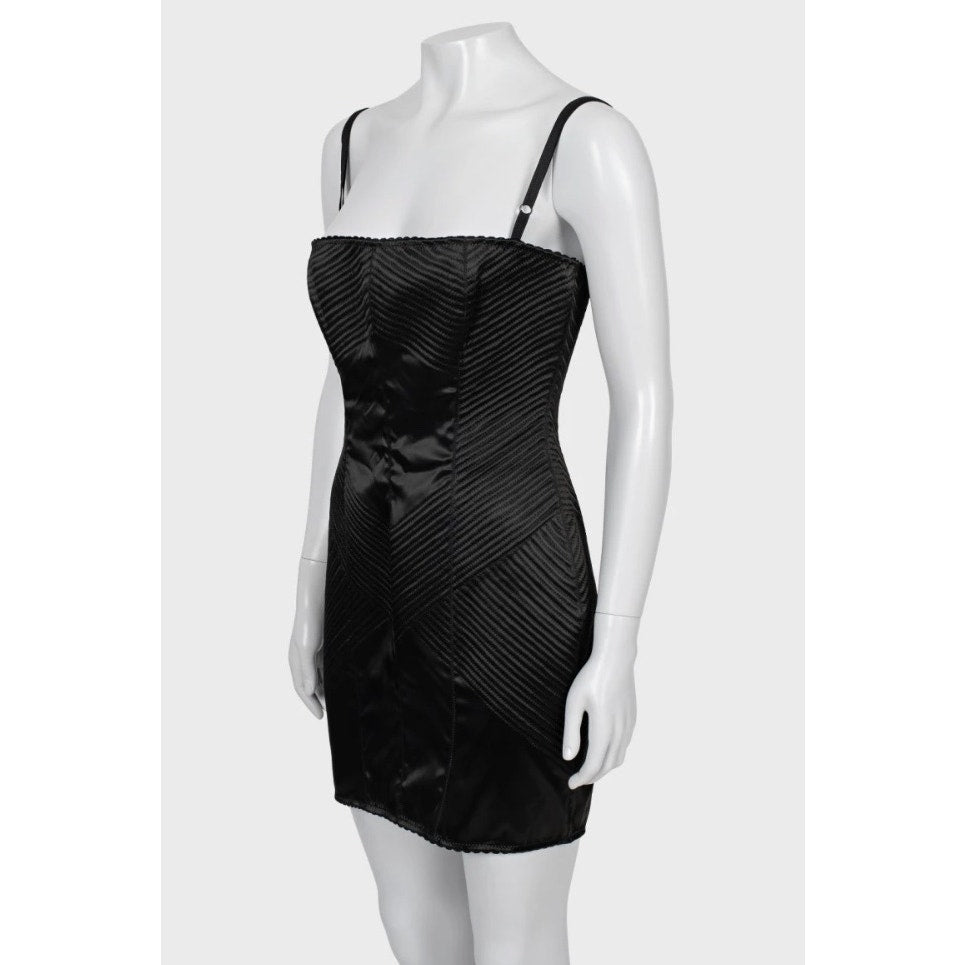 Dolce & Gabbana Black Acetate Fitted Dress Sz.46 pre-owned