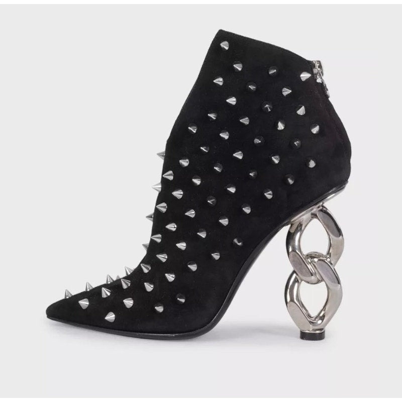 Balmain Black Suede Studded Ankle Boots EU 38 Pre-owned