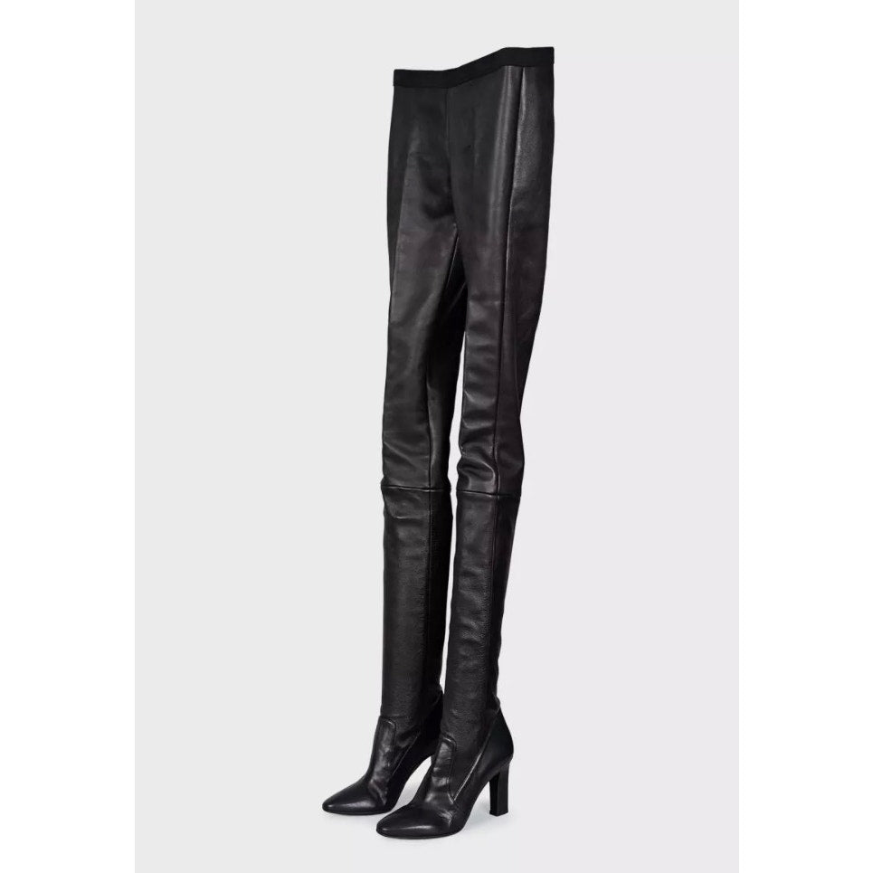 Tamara Mellon Black Leather Knee-High Boots - Size 39 pre-owner
