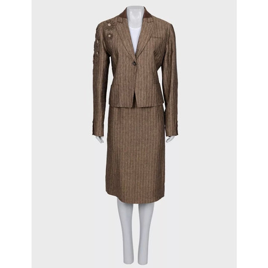 Christian Dior Linen Suit Jacket & Skirt FR44 XXL Pre-owned