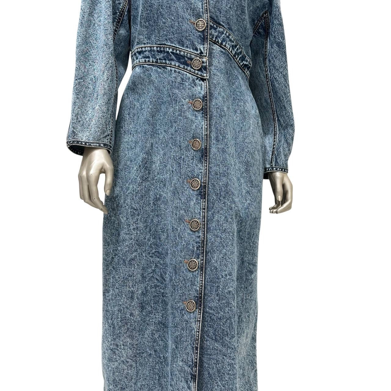 Alaïa Blue Faded Denim Asymmetric Trench Coat Sz 42 Pre-owned