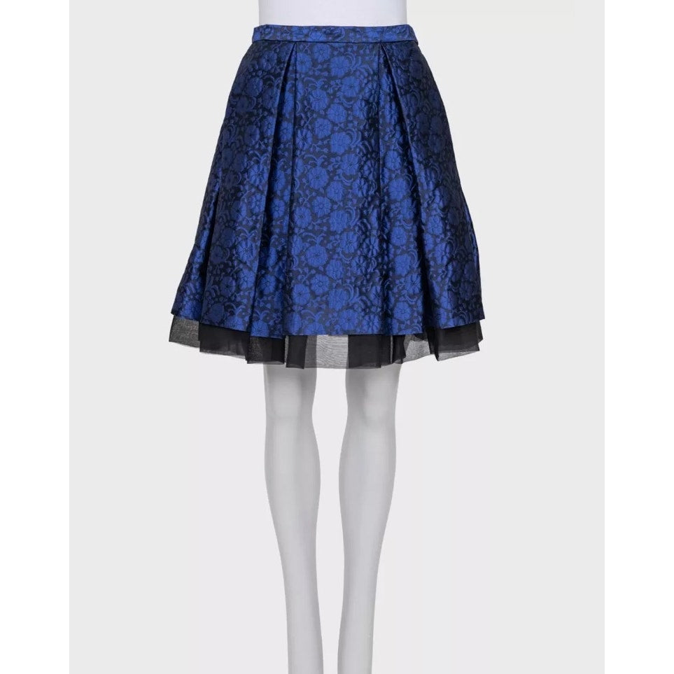 Christian Dior Blue Floral Silk Skirt - Sz M (EU 42) pre-owned